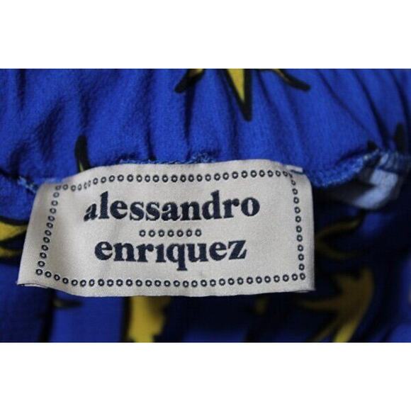 ALESSANDRO ENRIQUEZ Sz 38 2 XS Blue Yellow Stars Pleated Midi Skirt - Picture 3 of 11